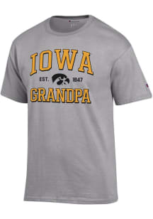 Champion Iowa Hawkeyes Grey Est. Date Grandpa Jersey Short Sleeve T Shirt