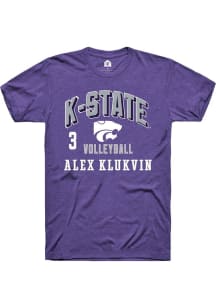 Alex Klukvin K-State Wildcats Purple NIL Arch Logo Short Sleeve Player T Shirt