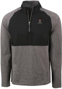 Cutter and Buck Harvard Crimson Mens Black Adapt Eco Hybrid Long Sleeve Qtr Zip Pullover
