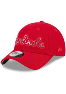 New Era St Louis Cardinals Red Rhinestone Casual Classic Womens Adjustable Hat