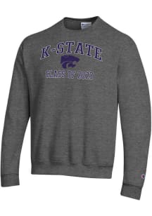 Champion K-State Wildcats Mens Charcoal Font Class of 2027 Powerblend Long Sleeve Crew Sweatshirt