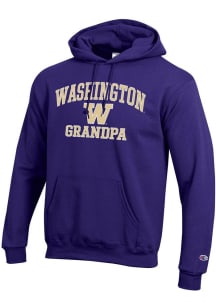 Champion Washington Huskies Mens Purple Grandpa Powerblend Long Sleeve Hoodie