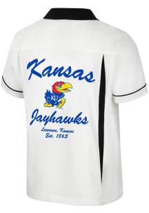 Colosseum Kansas Jayhawks Mens Black Shields Bowling Short Sleeve Dress Shirt