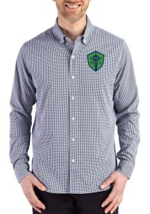 Cutter and Buck Seattle Sounders FC Mens Navy Blue Skyline Long Sleeve Dress Shirt