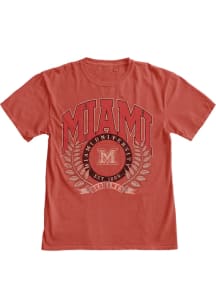 Blue 84 Miami RedHawks Red Primary M Logo Laurels Short Sleeve T Shirt