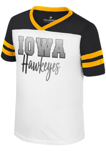 Colosseum Iowa Hawkeyes Girls White Missy Short Sleeve Fashion T-Shirt