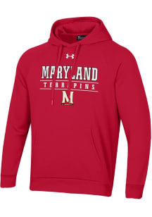 Under Armour Maryland Terrapins Mens Red Flat Name Terrapins Long Sleeve Hoodie