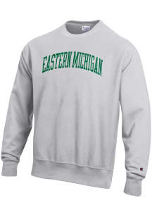 Champion Eastern Michigan Eagles Mens Ash Arch  Reverse Weave Long Sleeve Crew Sweatshirt