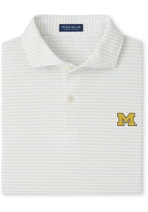 Peter Millar Michigan Wolverines Mens White Tempo Short Sleeve Fashion Polo