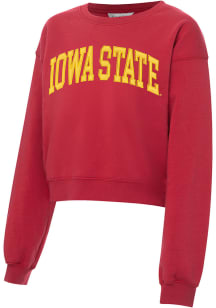 Iowa State Cyclones Womens Cardinal Cropped Sport Fleece Crew Sweatshirt