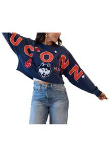 Gameday Social UConn Huskies Womens Navy Blue Patched Up Crew Sweatshirt