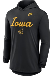 Nike Iowa Hawkeyes Mens Black Legacy Script Logo Long Sleeve Lightweight Hoodie