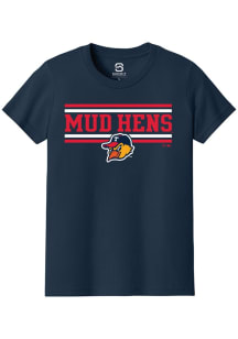 Summit Sportswear Toledo Mud Hens Youth Navy Blue Double Bar Short Sleeve T-Shirt