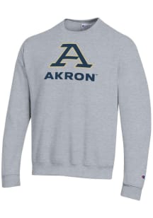 Champion Akron Zips Mens Grey Powerblend Long Sleeve Crew Sweatshirt