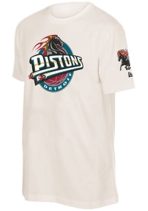 New Era Detroit Pistons Cream Chrome Horse Short Sleeve T Shirt