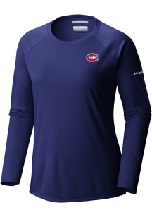 Columbia Montreal Canadiens Womens Navy Blue Tidal LS Tee