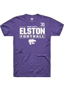 Monterrio Elston K-State Wildcats Purple Football NIL Stacked Box Short Sleeve Player T Shirt