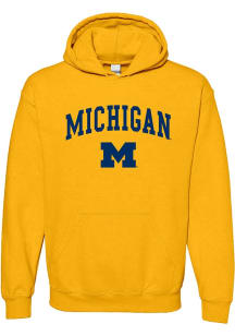 Michigan Wolverines Mens Yellow Arch Logo Long Sleeve Hoodie