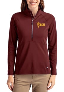 Cutter and Buck Arizona State Sun Devils Womens Maroon Adapt Eco Qtr Zip Pullover
