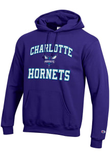 Champion Charlotte Hornets Mens Purple Heart and Soul Long Sleeve Hoodie