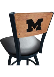 Michigan Wolverines Vinyl Seat Maple Back Swivel Pub Stool - Black