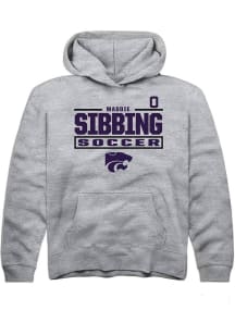 Maddie Sibbing Rally K-State Wildcats Youth NIL Stacked Box Long Sleeve Player Hoodie Grey