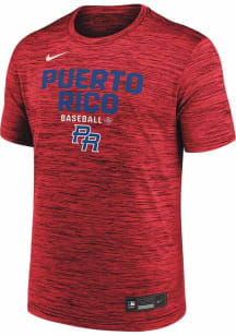 Nike Puerto Rico Red Authentic Collection Velocity World Baseball Classic Short Sleeve T Shirt