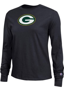 Champion Green Bay Packers Womens Black Core LS Tee