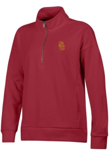 Under Armour USC Trojans Womens Cardinal Red Embroidered Qtr Zip