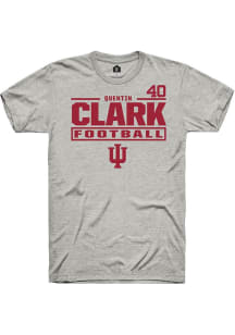 Quentin Clark Indiana Hoosiers Ash Football NIL Stacked Box Short Sleeve Player T Shirt
