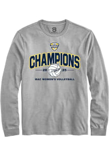 Summit Sportswear Toledo Rockets Grey MAC 2025 Volleyball Champions Long Sleeve T Shirt