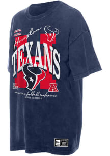 New Era Houston Texans Womens Navy Blue Throwback Oversized Short Sleeve T-Shirt