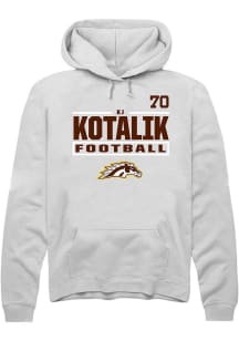KJ Kotalik Western Michigan Broncos Mens White Football NIL Stacked Box Player Hood