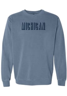 Michigan Wolverines Mens Blue Team Name Long Sleeve Crew Sweatshirt