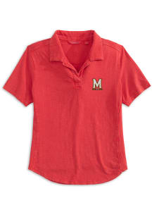 Johnnie O Maryland Terrapins Womens Red Coastal Wash Short Sleeve Polo Shirt