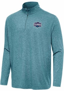 Antigua Greensboro Swarm Mens Teal Hunk Long Sleeve Qtr Zip Pullover