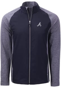 Cutter and Buck Atlanta Braves Mens Navy Blue Adapt Eco Big and Tall Light Weight Jacket