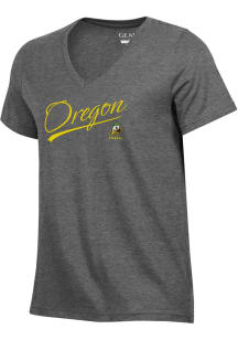 Under Armour Oregon Ducks Womens Charcoal Printed Short Sleeve T-Shirt