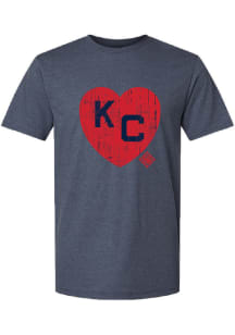 Summit Sportswear Kansas City Monarchs Navy Blue KC Heart Short Sleeve Fashion T Shirt