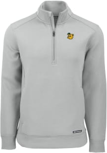 Cutter and Buck Baylor Bears Mens Ash Vault Roam Long Sleeve Qtr Zip Pullover