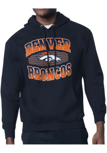 Starter Denver Broncos Mens Navy Blue Team Grit Long Sleeve Hoodie