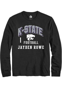 Jayden Rowe K-State Wildcats Black Football NIL Arch Logo Long Sleeve Player T Shirt