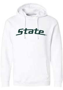 Summit Sportswear Michigan State Spartans Mens White State Logo Long Sleeve Hoodie
