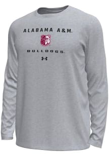 Under Armour Alabama A&M Bulldogs Grey Straight Name Tech Stretch Long Sleeve T-Shirt