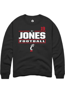 Cj Jones Cincinnati Bearcats Mens Black Football NIL Stacked Box Player Crew