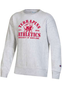 Champion Maryland Terrapins Youth Grey Arched Team Graphic Long Sleeve Crew Sweatshirt