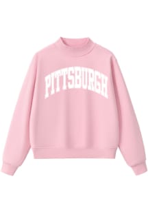 Summit Sportswear Pittsburgh Womens Pink Pittsburgh Mock Neck Crew Sweatshirt