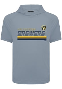 Levelwear Milwaukee Brewers Grey Phase Breaker Short Sleeve Hoods