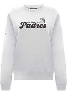 Levelwear San Diego Padres Womens White Yvette Big Script Crew Sweatshirt