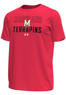 Under Armour Maryland Terrapins Red Flat Name Tech Short Sleeve T Shirt